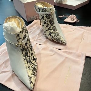 Jennifer Chamandi Elaphe/Leather Mules-Snake Print